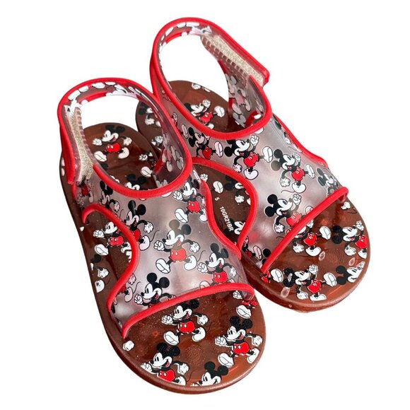Kids Disney Mini Melissa Mickey Mouse Red Aqua Sandals - Size 10 - Picture 1 of 8